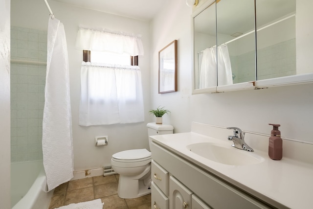 1410 Barnhart Ct, Zion, IL 60099 - full bathroom featuring vanity, toilet, tile patterned flooring, and shower / tub combo with curtain