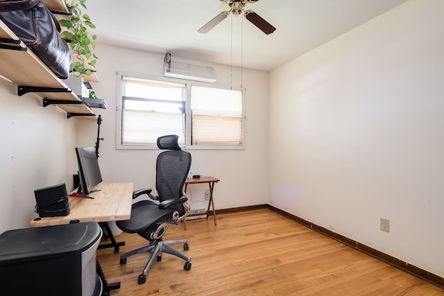 1410 Barnhart Ct, Zion, IL 60099 - office with light wood finished floors, a ceiling fan, and baseboards