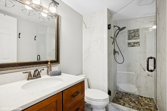 269 Cascade Dr, Crystal Lake, IL 60012 - full bathroom with toilet, a marble finish shower, and vanity