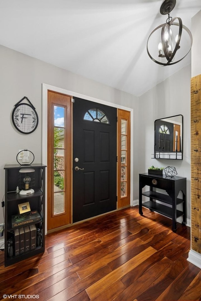 269 Cascade Dr, Crystal Lake, IL 60012 - foyer with hardwood / wood-style flooring, a chandelier, and baseboards