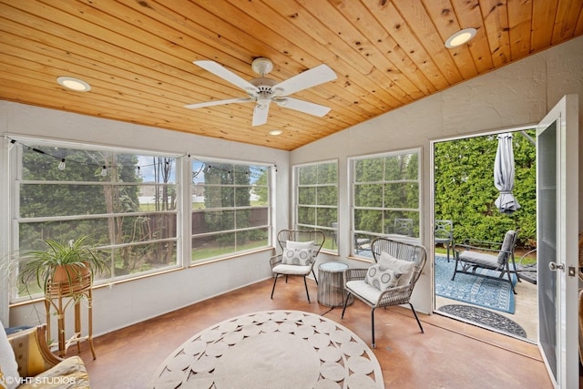 269 Cascade Dr, Crystal Lake, IL 60012 - sunroom with lofted ceiling and a ceiling fan