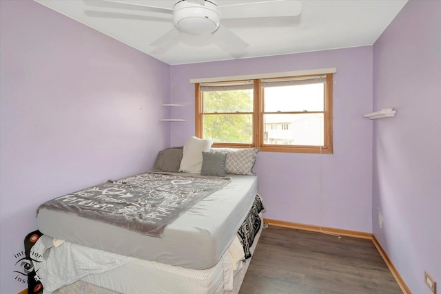 7707 Bristol Ln, Tinley Park, IL 60477 - bedroom featuring wood finished floors, baseboards, and ceiling fan