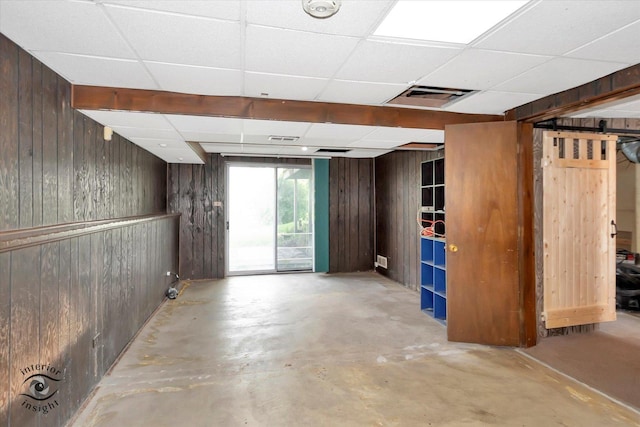 7707 Bristol Ln, Tinley Park, IL 60477 - below grade area featuring wooden walls and a drop ceiling
