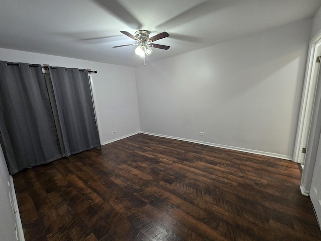 460 74th St Unit 102, Downers Grove, IL 60516 - spare room featuring a ceiling fan, dark wood finished floors, and baseboards