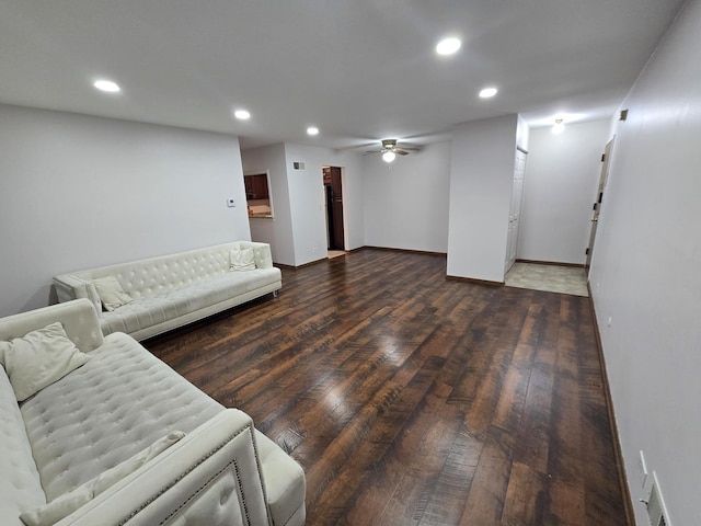 460 74th St Unit 102, Downers Grove, IL 60516 - living room with ceiling fan, recessed lighting, wood finished floors, and baseboards