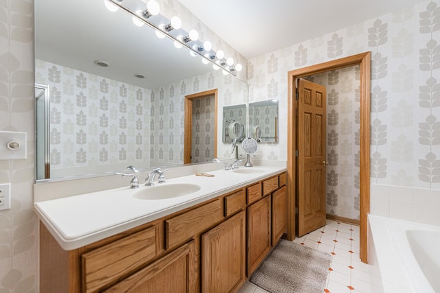 1607 Park Point, Ridge Point, Park Ridge, IL 60068 - bathroom with tiled bath and double vanity