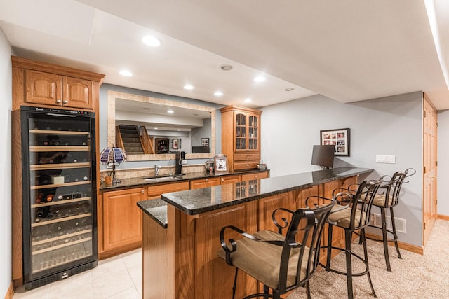 1607 Park Point, Ridge Point, Park Ridge, IL 60068 - indoor wet bar featuring wine cooler, recessed lighting, and baseboards