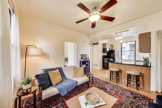 1954 W George St Unit 2, Chicago, IL 60657 - living area with light wood-type flooring and ceiling fan