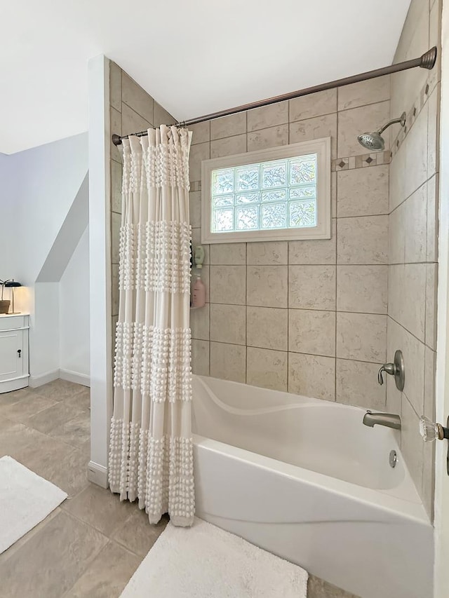 1351 W Stover St, Freeport, IL 61032 - bathroom with shower / bath combo and tile patterned floors