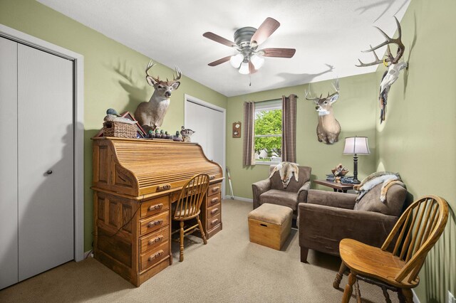 175 N Dogwood St, Cortland, IL 60112 - carpeted office space with ceiling fan and baseboards