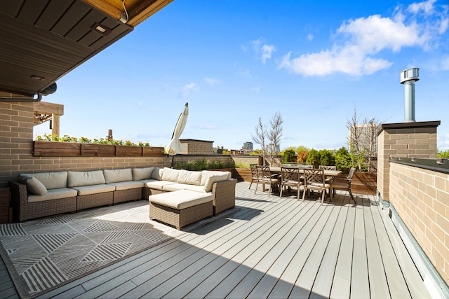 1513 W Walton St Unit 3, Chicago, IL 60642 - wooden terrace featuring an outdoor hangout area and outdoor dining area