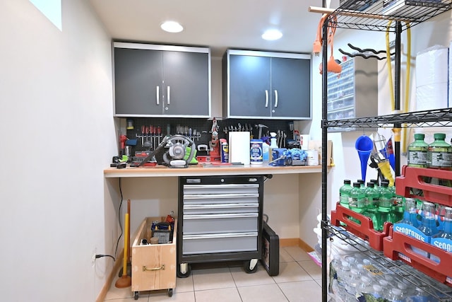 7513 W Isham Ave, Chicago, IL 60631 - bar featuring light tile patterned floors, backsplash, recessed lighting, and baseboards