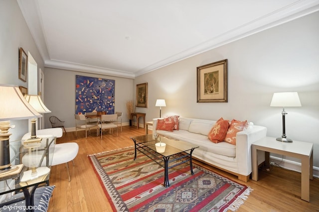 734 Noyes St Unit L1, Evanston, IL 60201 - living room with crown molding, wood finished floors, and baseboards