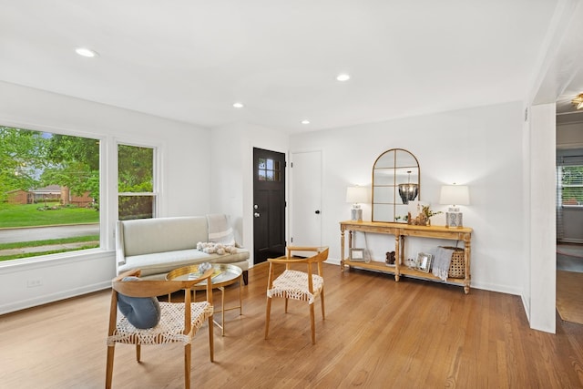 114 Washington St, Bloomingdale, IL 60108 - living area with plenty of natural light, light wood-type flooring, baseboards, and recessed lighting