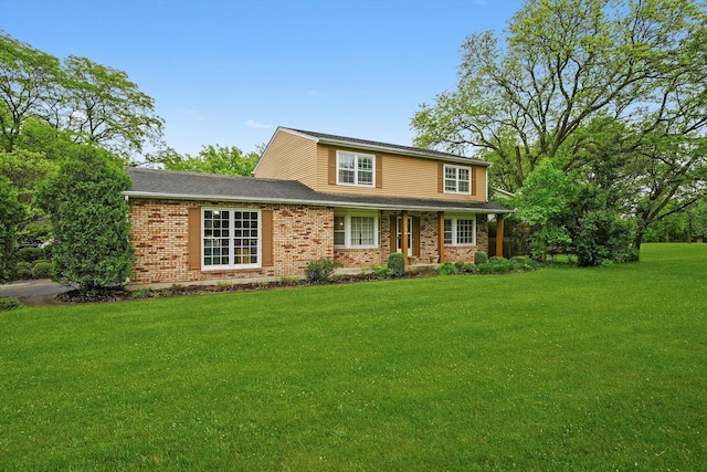 1136 S Naper Blvd, Naperville, IL 60540 - traditional home with brick siding, a front yard, covered porch, and roof with shingles