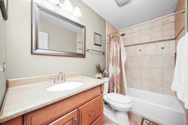 1136 S Naper Blvd, Naperville, IL 60540 - full bathroom featuring vanity, toilet, shower / bathtub combination with curtain, and tile patterned floors