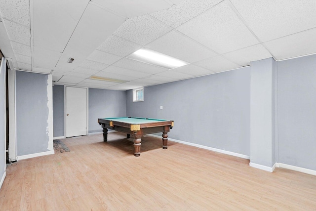 1136 S Naper Blvd, Naperville, IL 60540 - playroom with a paneled ceiling, pool table, wood finished floors, and baseboards