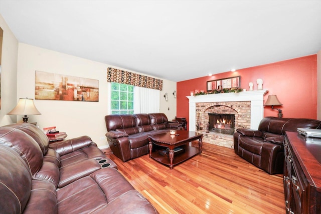 1136 S Naper Blvd, Naperville, IL 60540 - living area featuring light wood-type flooring and a brick fireplace