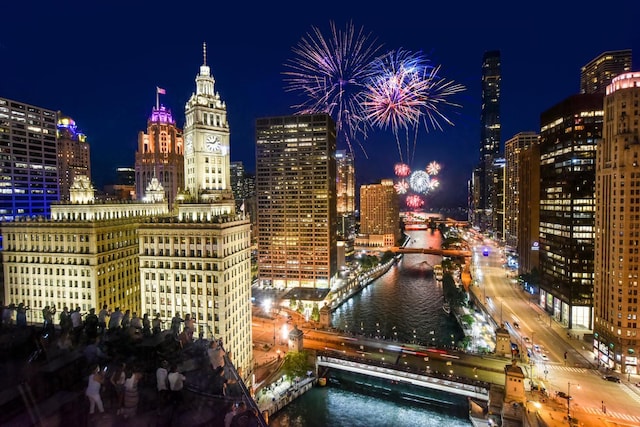 401 N Wabash Ave Unit 51C, Chicago, IL 60611 - city view featuring a notable bridge, a view of city lights, and a nearby body of water