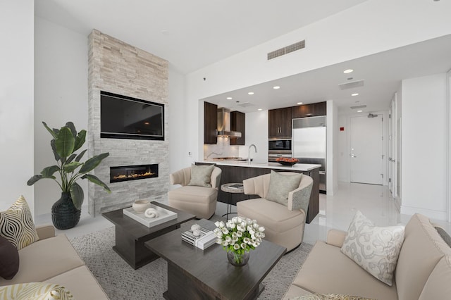 401 N Wabash Ave Unit 51C, Chicago, IL 60611 - living area with a fireplace and recessed lighting