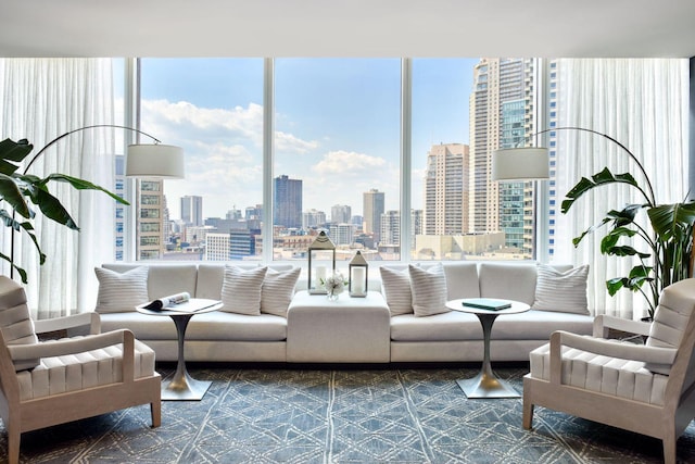 401 N Wabash Ave Unit 51C, Chicago, IL 60611 - living room featuring a skyline view and healthy amount of natural light
