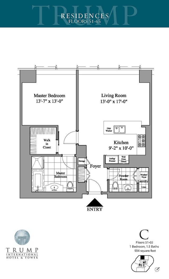 401 N Wabash Ave Unit 51C, Chicago, IL 60611 - floor plan / room layout