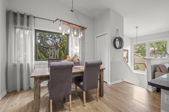 5 Cobblestone Ct Unit C, Palos Hills, IL 60465 - dining space with light wood-style flooring, healthy amount of natural light, baseboards, and lofted ceiling