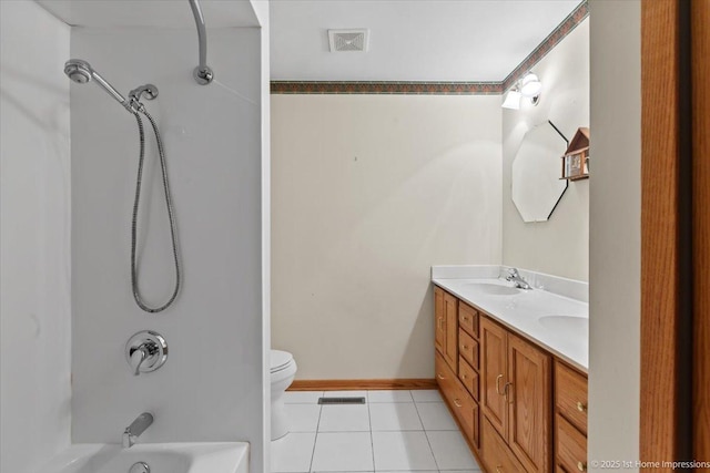 15435 Orogrande Dr, Oak Forest, IL 60452 - bathroom featuring double vanity, shower / tub combination, tile patterned flooring, toilet, and baseboards