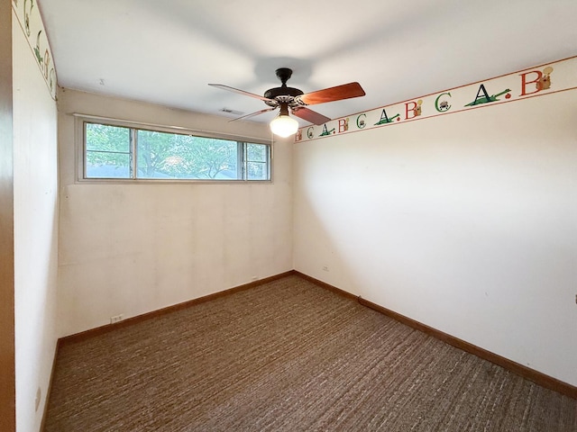 942 W Villa Dr, Des Plaines, IL 60016 - spare room with a ceiling fan, carpet flooring, and baseboards