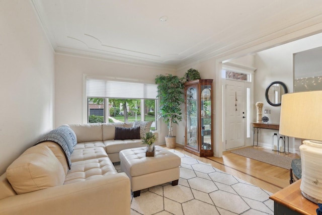 2156 Red Maple Ln, Aurora, IL 60502 - living area featuring crown molding and light wood-style flooring