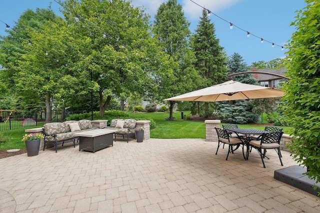 2156 Red Maple Ln, Aurora, IL 60502 - view of patio featuring an outdoor living space and outdoor dining space