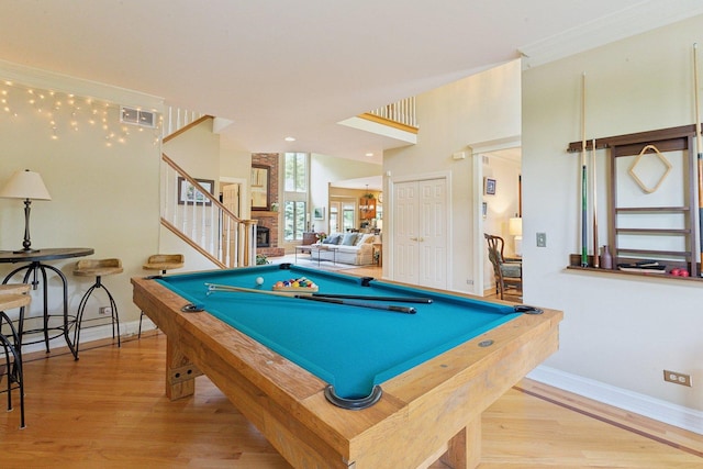 2156 Red Maple Ln, Aurora, IL 60502 - playroom featuring wood finished floors, baseboards, and pool table