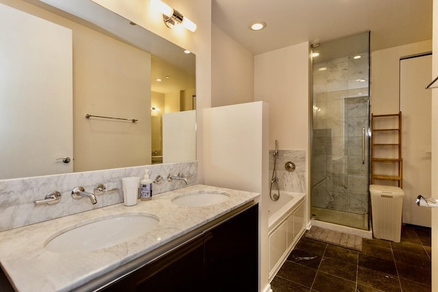 600 N Fairbanks Ct Unit 3306, Chicago, IL 60611 - full bath featuring a bath, double vanity, tiled shower, and recessed lighting