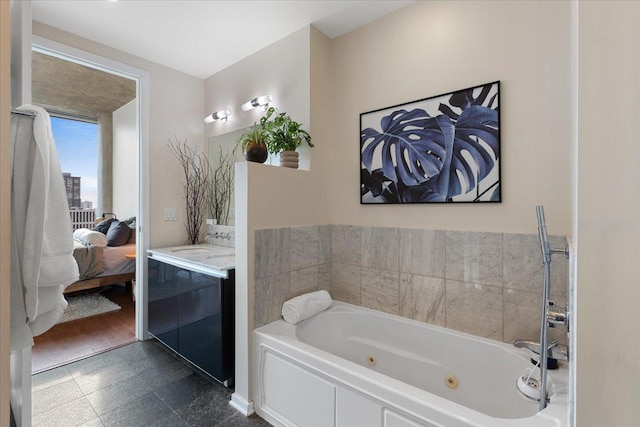 600 N Fairbanks Ct Unit 3306, Chicago, IL 60611 - full bathroom featuring vanity, a tub with jets, and ensuite bath