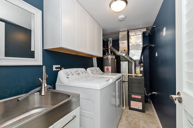 4739 W 105th St Unit 101, Oak Lawn, IL 60453 - washroom featuring separate washer and dryer, cabinet space, water heater, and heating unit