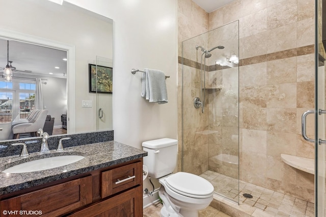4141 N Kedzie Ave Unit 204, Chicago, IL 60618 - full bath featuring vanity, toilet, a shower stall, and ceiling fan