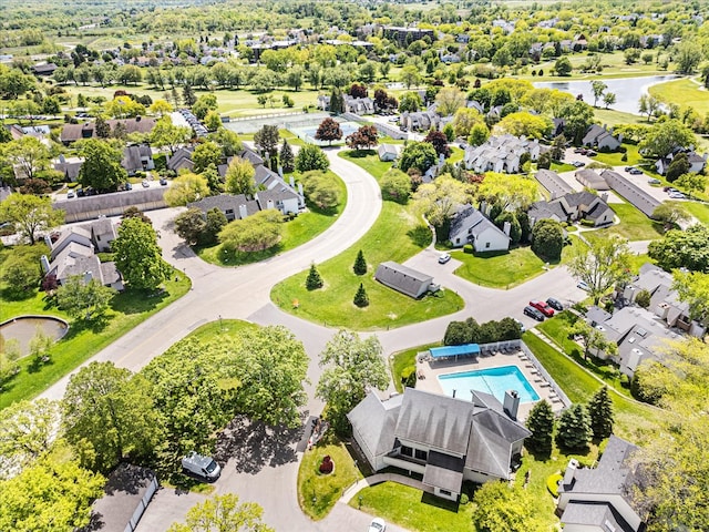 714 Shepard Ct, Gurnee, IL 60031 - aerial view of residential area featuring a large body of water and a pool area