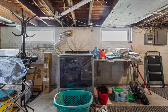 207 N E Ave, Ogden, IL 61859 - basement featuring electric panel and washer / dryer