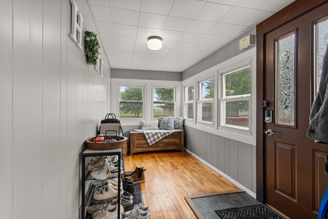 207 N E Ave, Ogden, IL 61859 - sunroom featuring hardwood / wood-style flooring, baseboards, and wooden walls