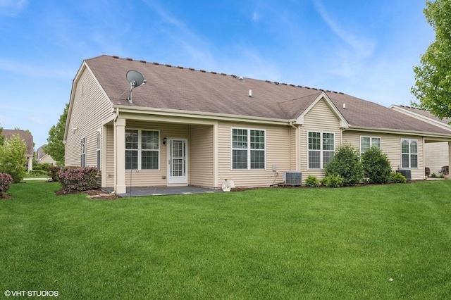 1736 Francis Dr, Pingree Grove, IL 60140 - back of house with cooling unit, a patio, and a yard