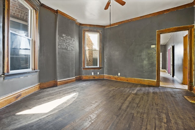 4321 W Maypole Ave, Chicago, IL 60624 - unfurnished room featuring wood finished floors, a ceiling fan, baseboards, and ornamental molding