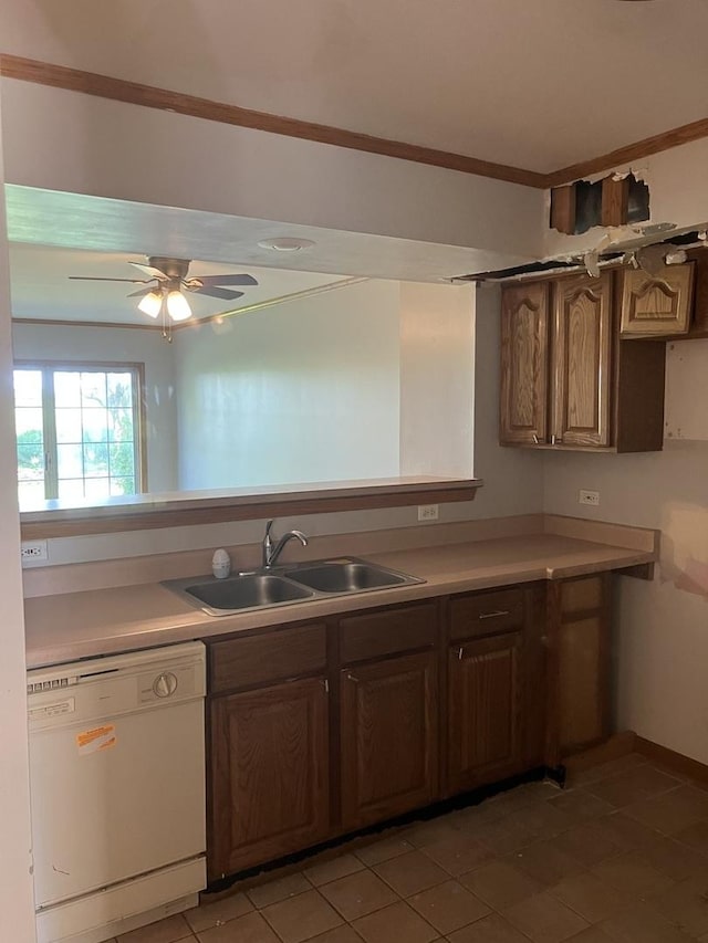 1926 Grove Ave, Schaumburg, IL 60193 - kitchen with dishwasher, a sink, light countertops, and light tile patterned flooring