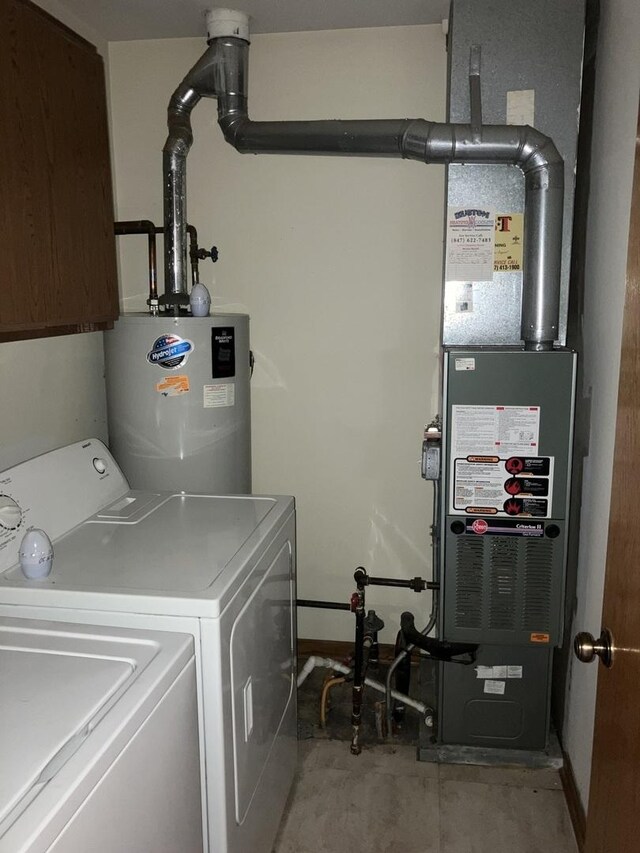 1926 Grove Ave, Schaumburg, IL 60193 - washroom featuring water heater, washer and dryer, and cabinet space