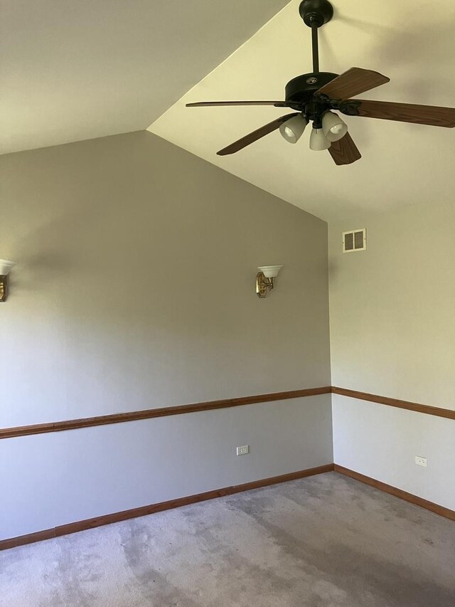 1926 Grove Ave, Schaumburg, IL 60193 - carpeted empty room featuring vaulted ceiling, ceiling fan, and baseboards