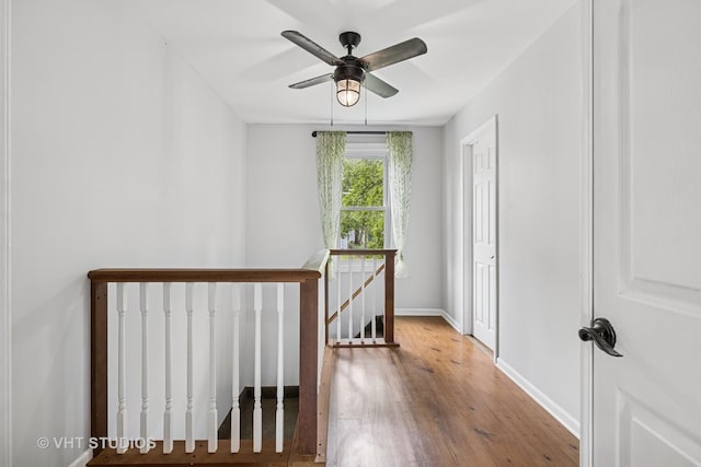 374 E Crystal Lake Ave, Crystal Lake, IL 60014 - bedroom with baseboards, wood finished floors, and a ceiling fan