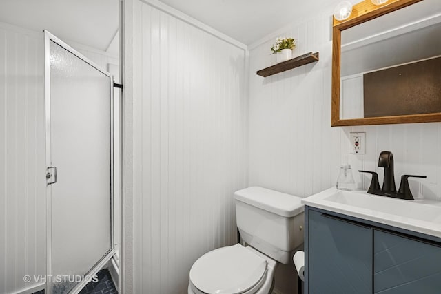 374 E Crystal Lake Ave, Crystal Lake, IL 60014 - bathroom featuring vanity, a stall shower, and toilet