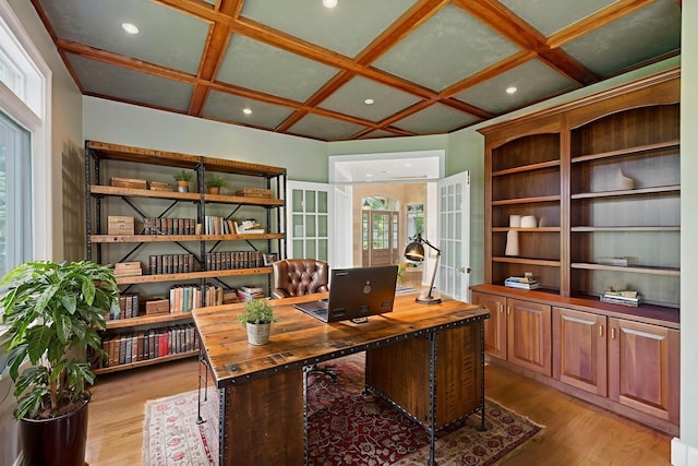 41W180 Highwood Ct, Elburn, IL 60119 - office with light wood-style flooring and coffered ceiling