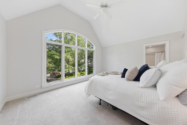 41W180 Highwood Ct, Elburn, IL 60119 - carpeted bedroom featuring vaulted ceiling and ceiling fan