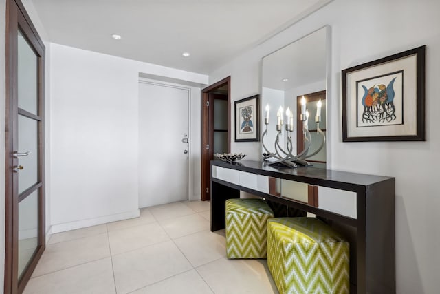 3200 N Lake Shore Dr Unit 2905, Chicago, IL 60657 - hallway with light tile patterned floors and recessed lighting