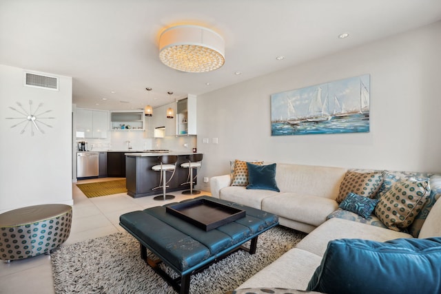 3200 N Lake Shore Dr Unit 2905, Chicago, IL 60657 - living room with light tile patterned floors and recessed lighting